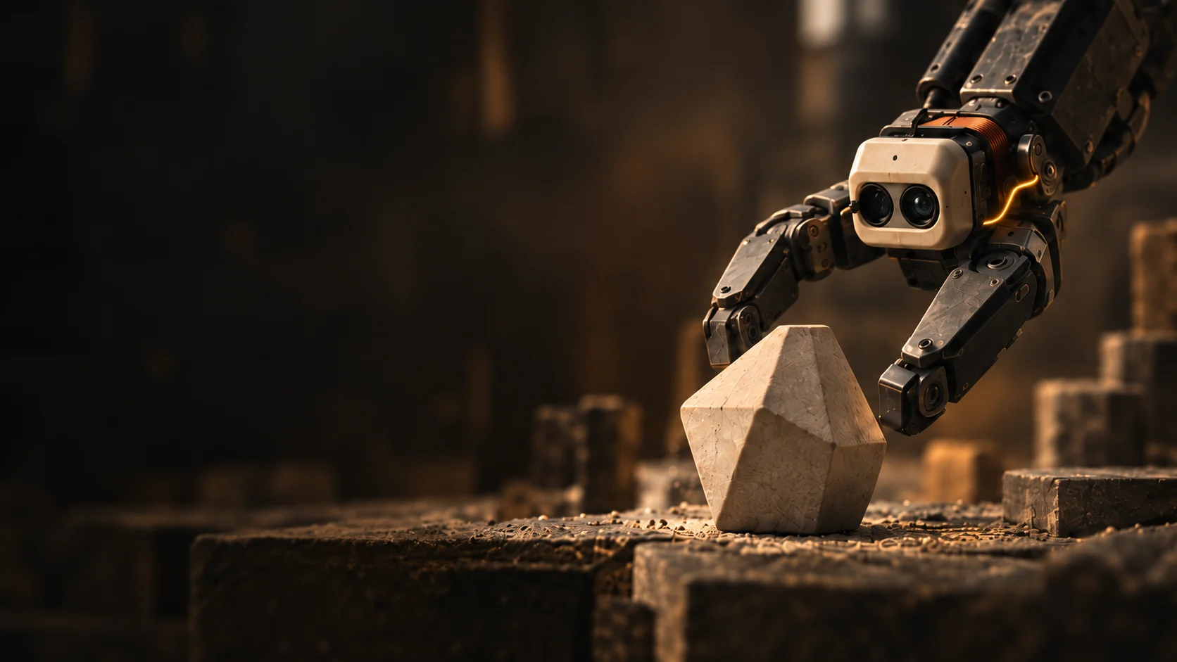 Robotic gripper concept with two camera lenses above its fingers